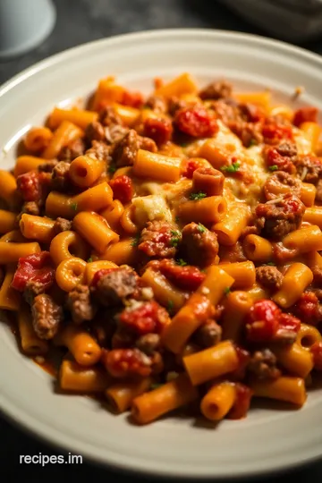 Cheesy Beefaroni Delight presentation