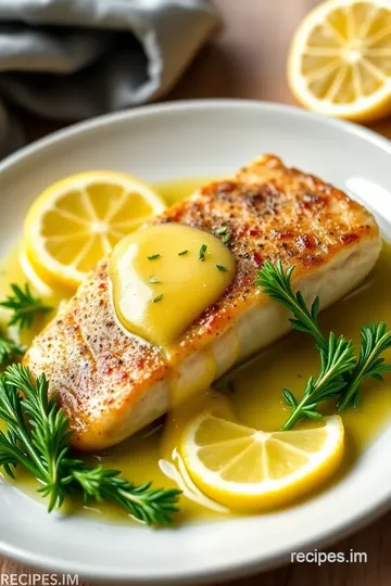 Sable Fish with Lemon Butter Sauce presentation